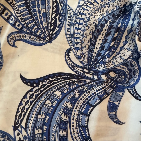 Chico's Blue and White Boxy Button Down Shirt in medium blue paisley - Picture 5 of 14